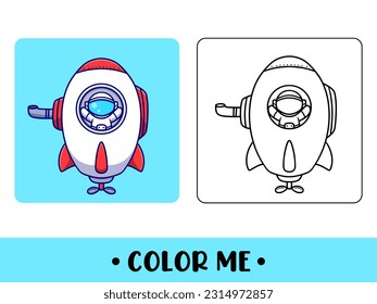 Vector coloring book or page for kids. cute astronaut black and white illustration