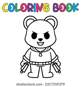 Vector coloring book or coloring page for kids panda vector clipart nature