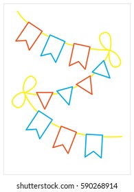 Vector coloring book of party flags