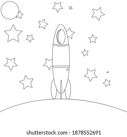 vector coloring book for spaceships that are far from the earth