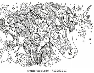 Vector coloring book unicorn