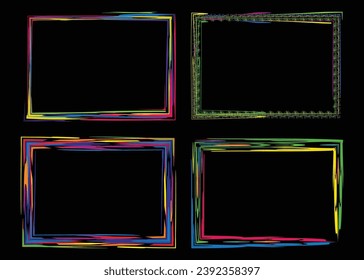 Vector coloring border design or coloring photo frame border set