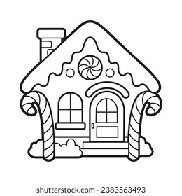 Vector coloring for children. Line Art Illustration of a Gingerbread house