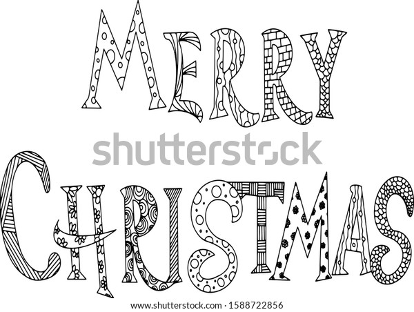Vector Coloring Form Lettering Merry Christmas Stock Vector Royalty Free 1588722856
