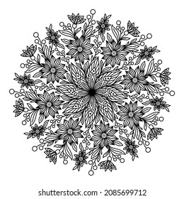 VECTOR COLORING IN THE FORM OF A ROUND FLOWER MANDALA