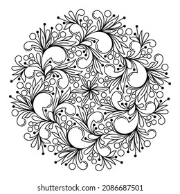 VECTOR COLORING IN THE FORM OF A ROUND PLANT MANDALA