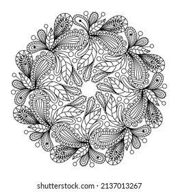 VECTOR COLORING IN THE FORM OF A ROUND PLANT MANDALA