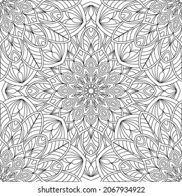 Vector coloring. Geometric floral pattern. Contour drawing on a white background.