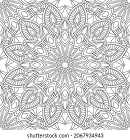 Vector coloring. Geometric floral pattern. Contour drawing on a white background.