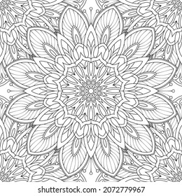 Vector coloring. Geometric floral pattern. Contour drawing on a white background.