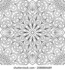 Vector coloring. Geometric floral pattern. Contour drawing on a white background.