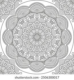 Vector coloring. Geometric floral pattern. Contour drawing on a white background.