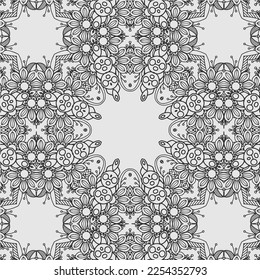 vector coloring geometric flower shapes and textile fabric pattern background.