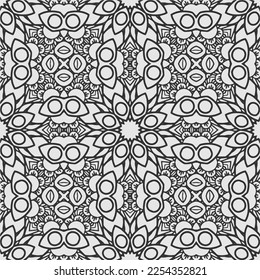 vector coloring geometric flower shapes and textile fabric pattern background.