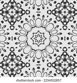 vector coloring geometric flower shapes and textile fabric pattern background.