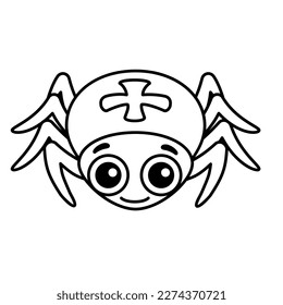 Coloración vectorial Insect para niños coloreando el libro. Araña divertida en un estilo de caricatura