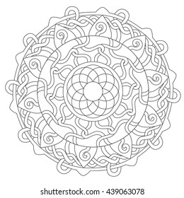 Vector coloring interweaving decoration mandala round ornament