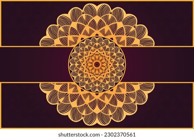 Vector coloring  mandala illustration element with golden arabesque floral . Unique Arabic Islamic east style.  Mandala for print, fabric,
 birthday card, frame, wedding card, flyer , cover etc.