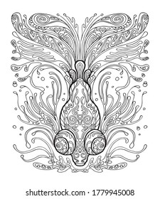 Vector coloring ornamental fish. Decorative abstract vector contour illustration isolated on white background. Stock illustration for adult coloring, design, print, decoration and tattoo. 