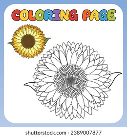 Vector coloring page for children image of sunflower children's vector illustration