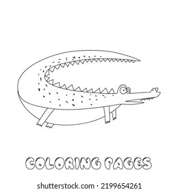 Vector coloring page of a crocodile for children on a white isolated background.