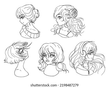 Vector Coloring Page Cute Cartoon Anime Stock Vector (Royalty Free ...