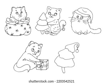 vector coloring page with cute cartoon animals