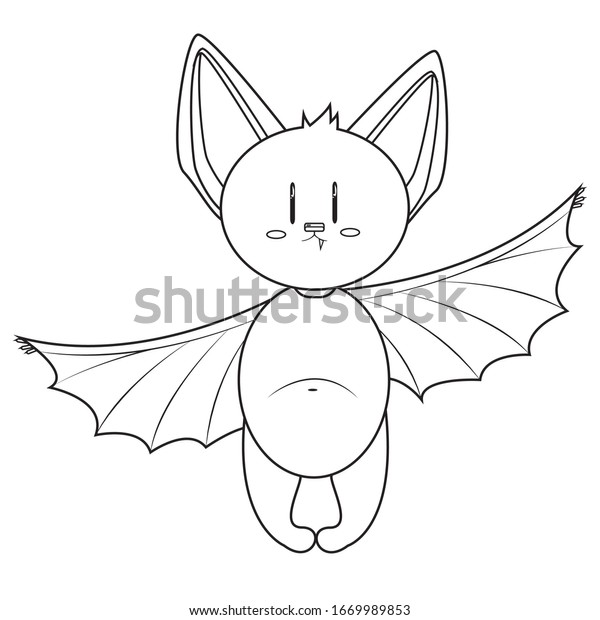 Vector Coloring Page Cute Little Bat Stock Vector (Royalty Free) 1669989853