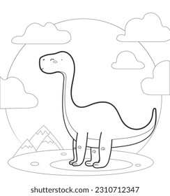 vector coloring page with dinosaur 