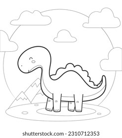 página de coloración vectorial con dinosaurio 