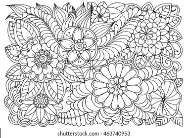 Floral Seamless Pattern Zentangle Doodle Background Stock Vector ...