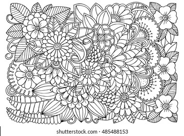Doodle Flowers Black White Stock Vector (Royalty Free) 354033380