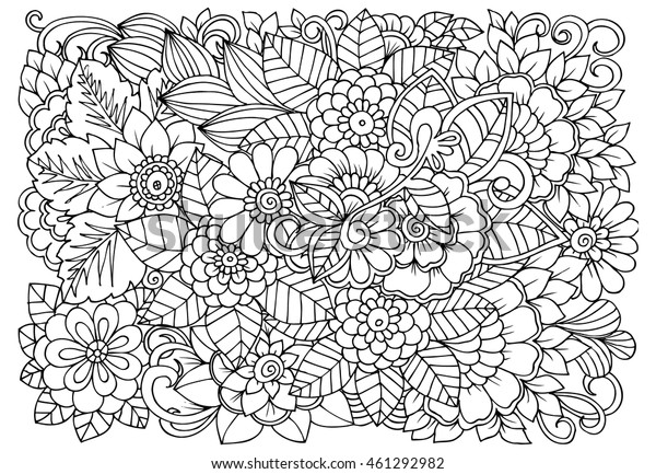 Vector Coloring Page Floral Pattern Doodle Stock Vector (Royalty Free ...