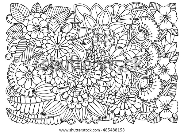 Vector Coloring Page Floral Pattern Doodle Stock Vector (Royalty Free ...