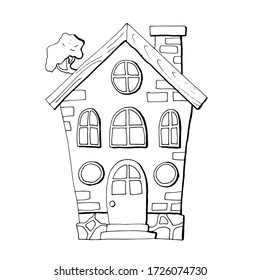 Vector coloring page with house exterior