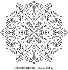 Vector coloring page mandala with abstract elements with Design element