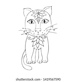 Vector coloring page outline of cartoon cat coloring book for kids. Cat coloring,