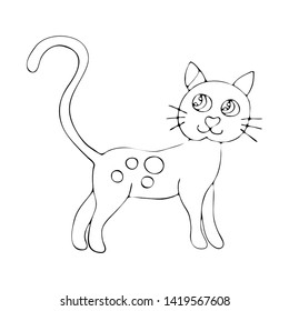 Vector coloring page outline of cartoon fluffy cat coloring book for kids. Cat coloring.