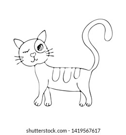 Vector coloring page outline of cartoon cat coloring book for kids. Cat coloring,