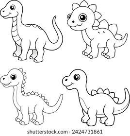 Vector para colorear contorno de página de Dinosaurio