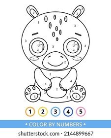 Vector coloring page preschool games color by numbers