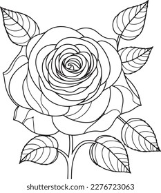 Vector coloring page single stem rose 