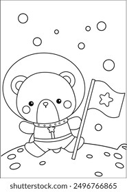 a vector of a coloring pages of astronauts bear