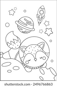 a vector of a coloring pages of astronauts fox