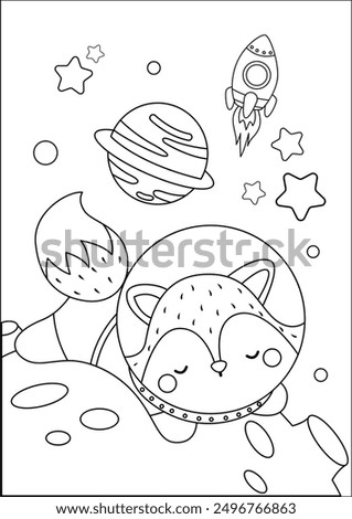 a vector of a coloring pages of astronauts fox
