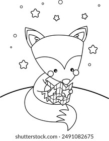 a vector coloring pages of a fox with maps 
