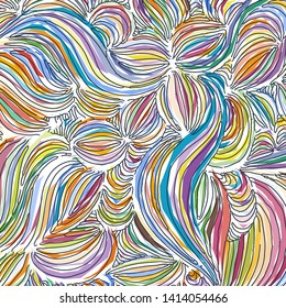 Vector coloring pattern, curved lines, colorful grunge background. Abstract dynamical rippled surface, illusion of movement, curvature, stone texture
