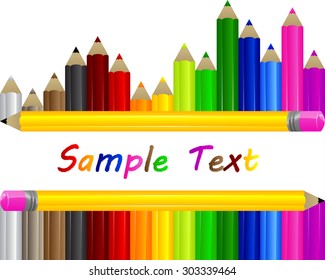 Vector coloring pencils border with copy space.