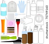 Vector of Coloring products, kit to dye hair. A set of cute and colorful icon in outline and silhouette collection isolated on white background
