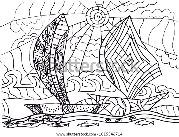 Vector Coloring Ships Stock Vector (Royalty Free) 1015546714 | Shutterstock